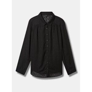 Torrid NWT 5X Black Sheer Madison Clip Dot Zig Zag Button-Up Shirt